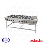 Anafe Industrial 8 Quemadores 35x35 cms. Con Churrasquera