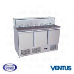 Mesón Saladette 3 Puertas Cubierta Marmol Con Vidrio Ventus