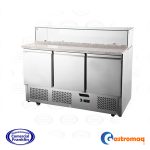Mesón Saladette 3 Puertas Marmol Vidrio 400 lts. Gastromaq