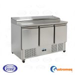 Mesón Saladette 8 Depósitos Cubierta Acero 3 Puertas 400 Lts. Gastromaq