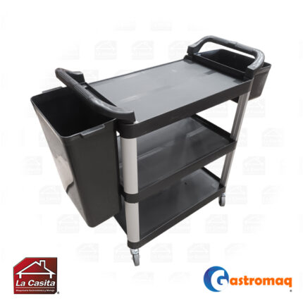 Carro servicio multiuso 3 niveles 66×41 cm. con contenedor Gastromaq