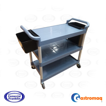 Carro servicio multiuso 3 niveles 81×50 cm con contenedor Gastromaq