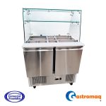 Mesón Saladette 10 Depósitos 2 Puertas Cúpula Vidrio+Repisa Gastromaq