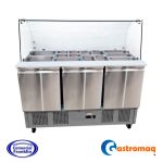 Mesón Saladette 14 Depósitos 3 Puertas Cúpula Vidrio Gastromaq