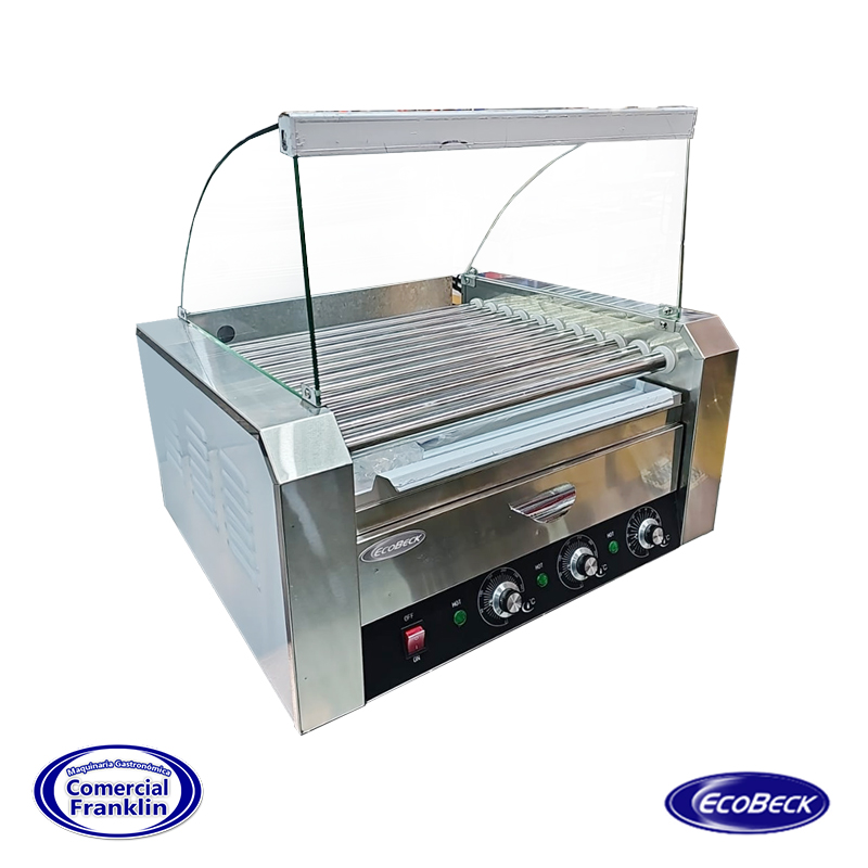Calentador-Hot-Dog-11-Rodillos-Con-Cúpula-y-Matenedor-de-Pan-Ecobeck-1 Calentador Hot Dog 11 Rodillos Con Cúpula y Matenedor de Pan Ecobeck