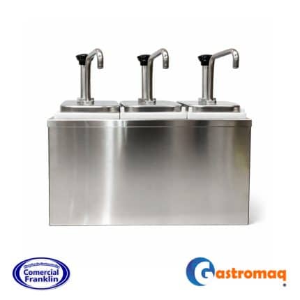 Dispensador De Salsa Con Bomba Acero 3 Depósitos 6 Lts. Gastromaq