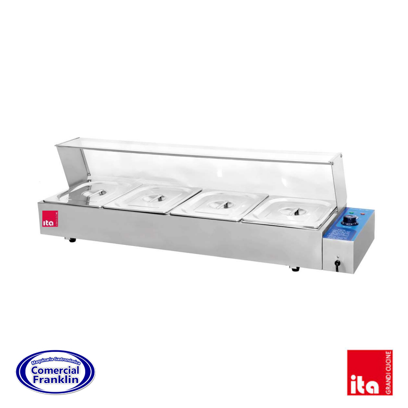 Bano-Maria-4-Depositos-1-2-Vidrio-Recto-ITA.jpg Baño María 4 Depósitos 1/2 Vidrio Recto ITA - Imagen 1