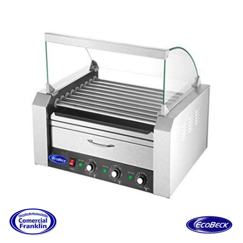 Calentador-Hot-Dog-9-Rodillos-Con-Cupula-y-Mantenedor-De-Pan-Ecobeck-1.jpg Calentador Hot Dog 9 Rodillos Con Cúpula y Mantenedor De Pan Ecobeck - Imagen 1