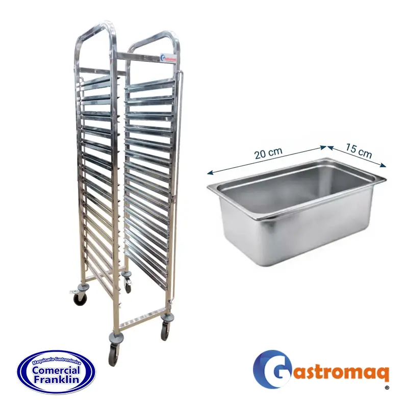 Carro-bandejero-15-niveles-acero-inoxidable-1-1-gn-(15-gn)-Gastromaq-2 Carro bandejero 15 niveles acero inoxidable 1/1 GN (15 GN) Gastromaq - Imagen 1