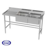 Lavafondos Acero Inoxidable 2 Recipientes Secador Izquierdo140x60 cm. CVC