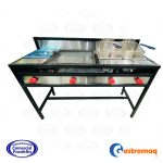 Lonchera 4 funciones - 2 Freidoras, Baño Maria y Churrasquera 45x45 cm. Gastromaq