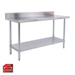 Mesón De Trabajo 190x60 cm. Muro Full Acero Inoxidable CVC