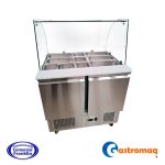 Mesón Saladette 10 Depósitos 2 Puertas Cúpula Vidrio Gastromaq