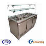 Mesón Saladette 14 Depósitos 3 Puertas Cúpula Vidrio+Repisa Gastromaq