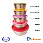 Set Bowl Acero Con Tapas 5 Piezas Gastromaq