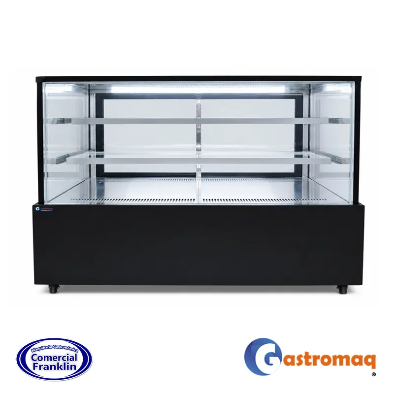 Vitrina-Pastelera-3-Niveles-Negra-1.8-mts.-Cuadrada-Gastromaq Vitrina Pastelera 3 Niveles Negra 1.8 mts. Cuadrada Gastromaq - Imagen 1