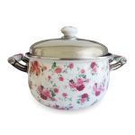 Olla Enlozada Diseño Tapa de Acero 24 cms.