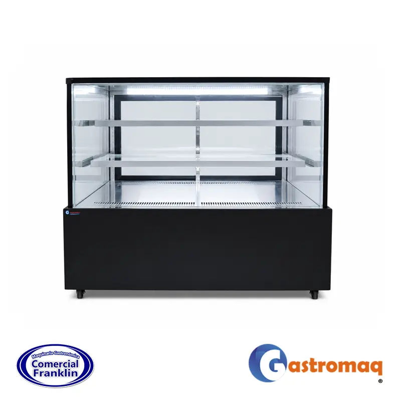 Vitrina-Pastelera-3-Niveles-Negra-1.2-mts.-Cuadrada-Gastromaq (1) Vitrina Pastelera 3 Niveles Negra 1.2 mts. Cuadrada Gastromaq - Imagen 1