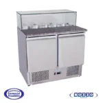 Mesón Saladette 2 Puertas Mármol / Vidrio GN 1/3 Bozzo